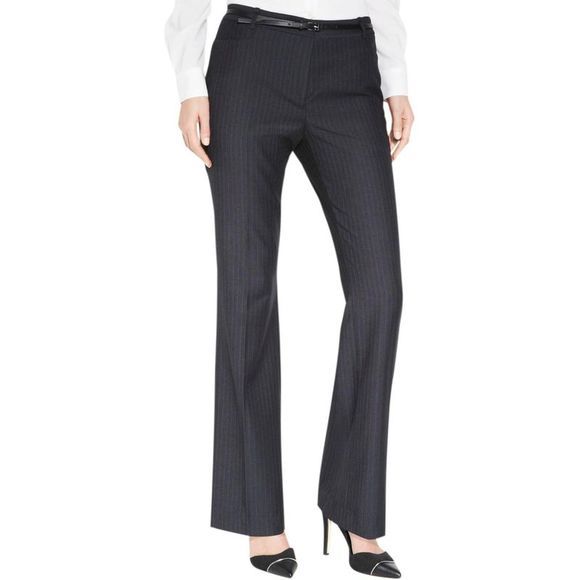 Calvin Klein Women's Pinstripe Modern Fit Dress Pants Black Size 6 Petite